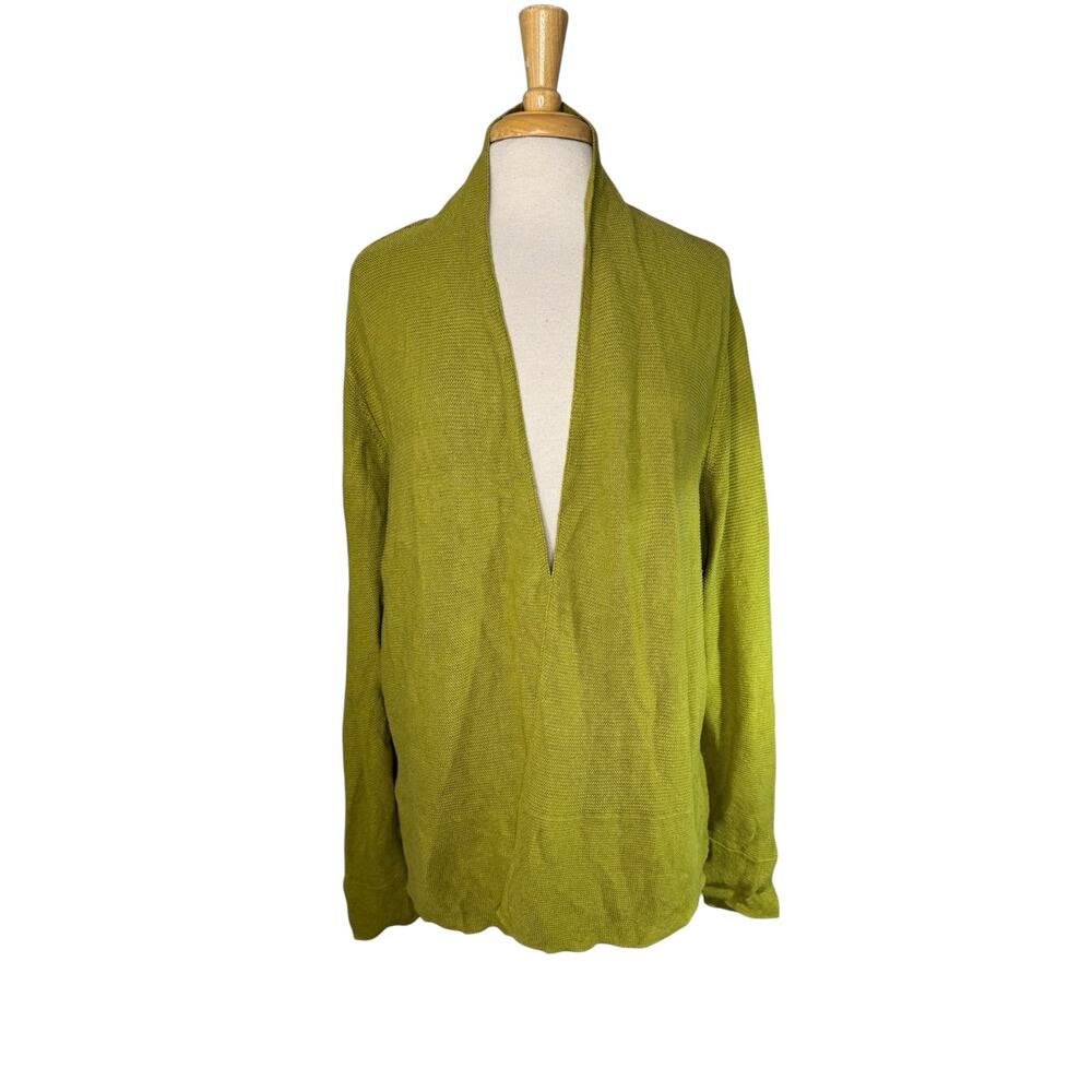 EILEEN FISHER Woman Linen Cotton Blend Open Cardigan in Spring Green Size 2X
